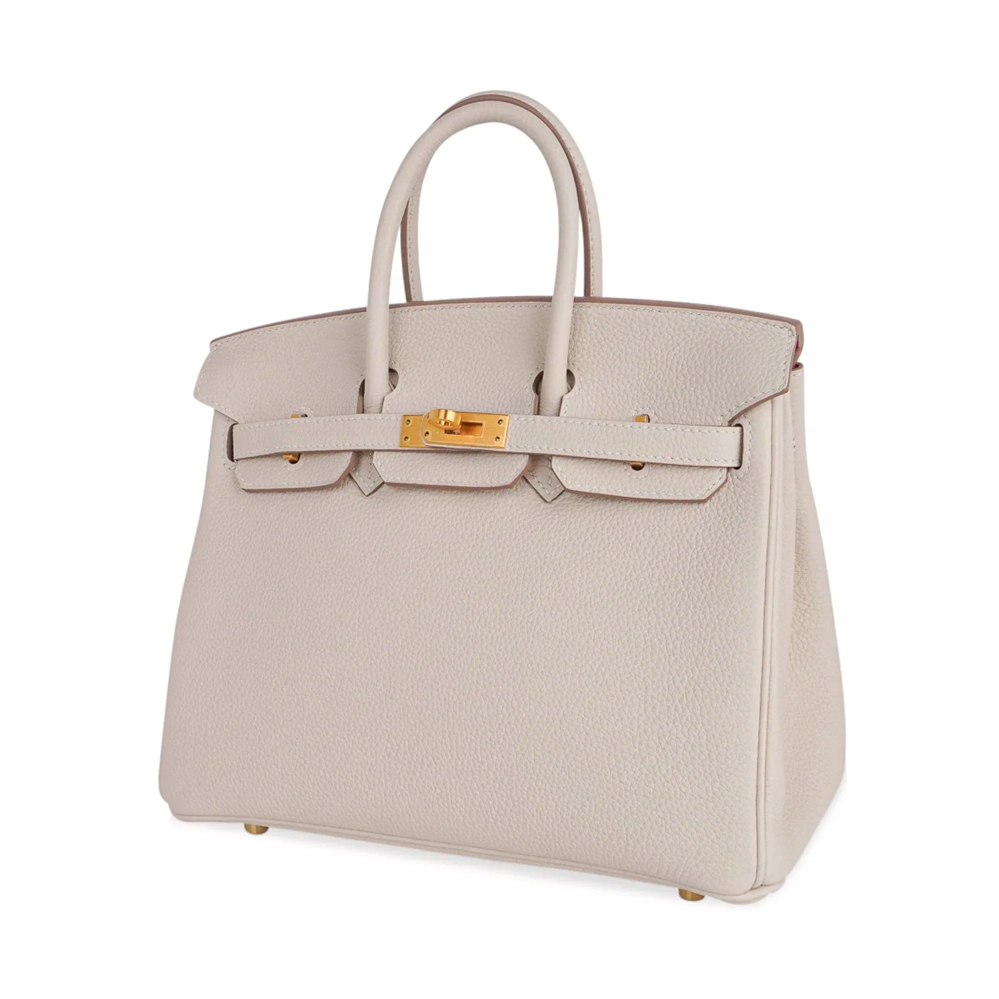 Birkin HSS 25 Bag Beton w/ Pink Rose Pourpre Brushed Gold Hardware Togo