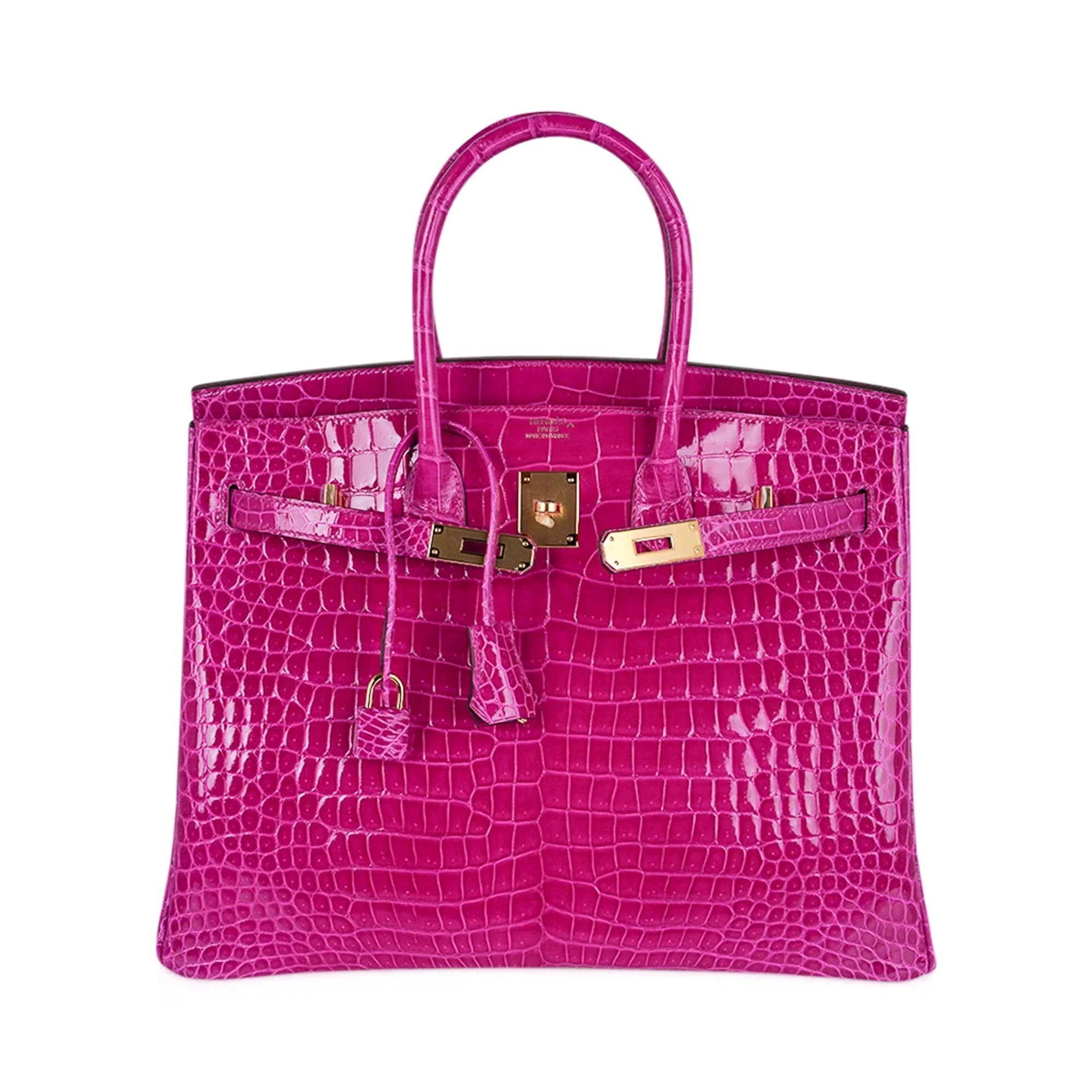 Birkin 35 Rose Scheherazade Porosus Crocodile Bag Gold Hardware