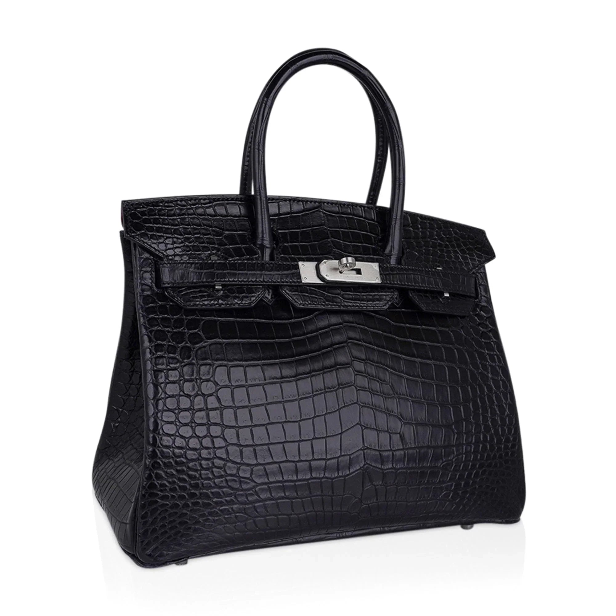 Birkin HSS 30 Matte Porosus Crocodile Black / Rose Pourpre Bag