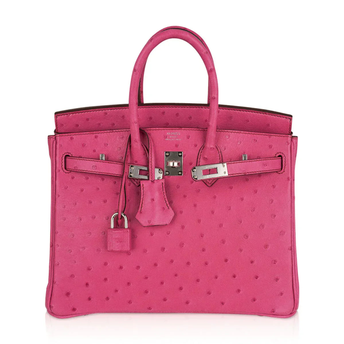 Birkin 25 Bag Fuchsia Ostrich with Palladium Hardware