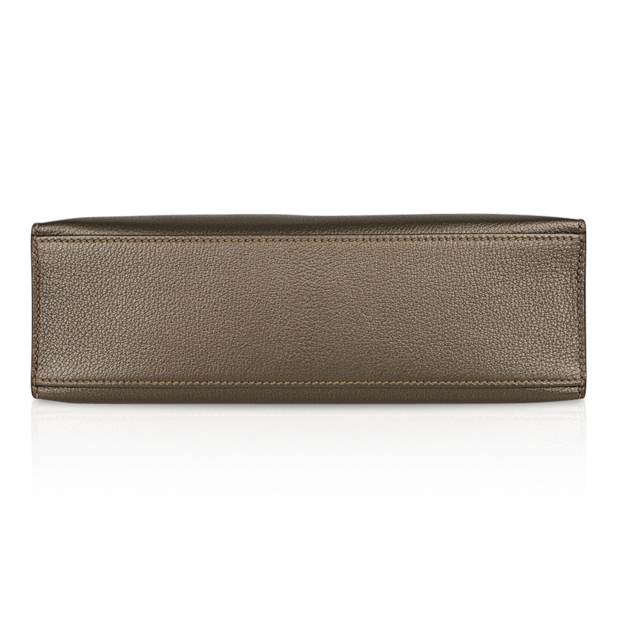 Kelly Pochette Metallic Bronze Clutch Bag Chevre Palladium