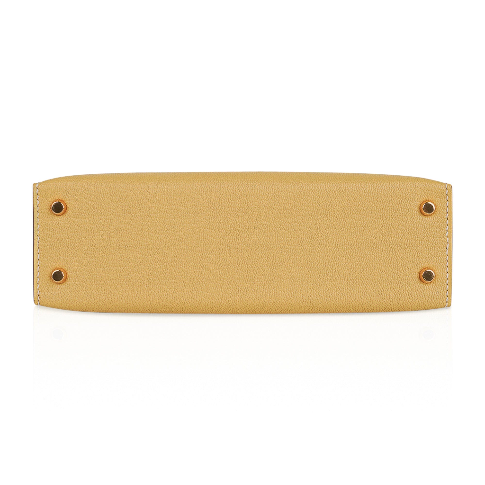 Mini Kelly 20 Sellier Jaune Foin Bag Chevre Gold