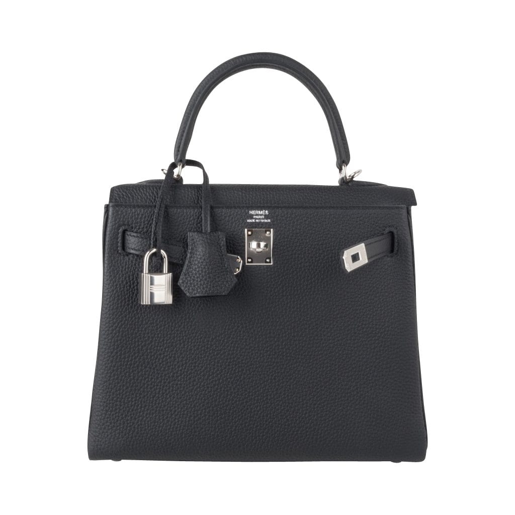 Kelly 25 Bag Black Togo Palladium Hardware (Retourne)
