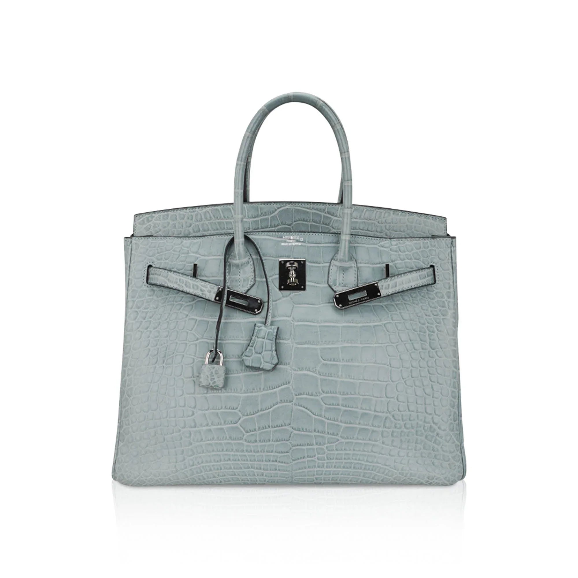 Limited Edition Birkin 35 Bag Ciel Matte Alligator with Palladium Hardware