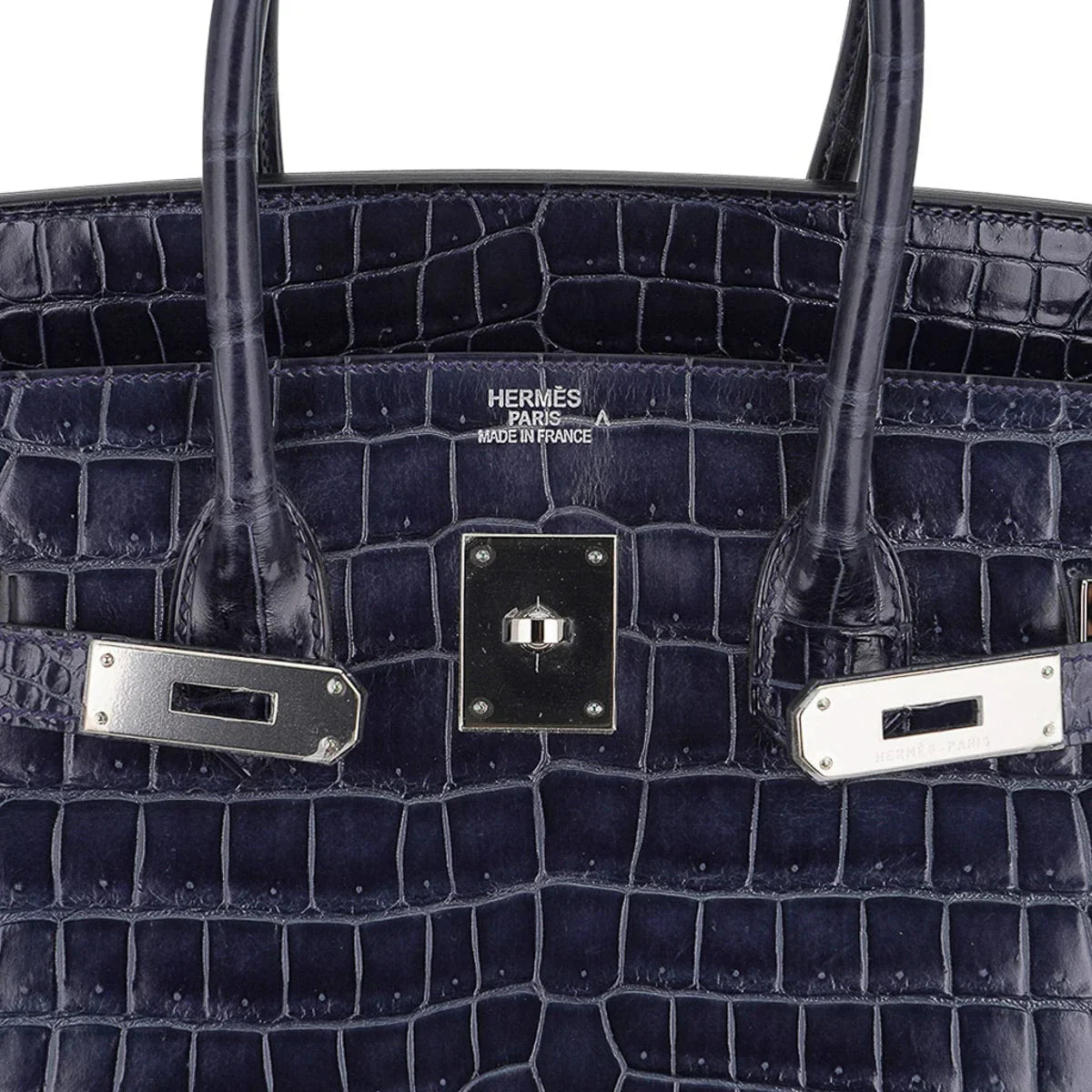 Birkin 35 Bleu Roi Porosus Crocodile Palladium Hardware
