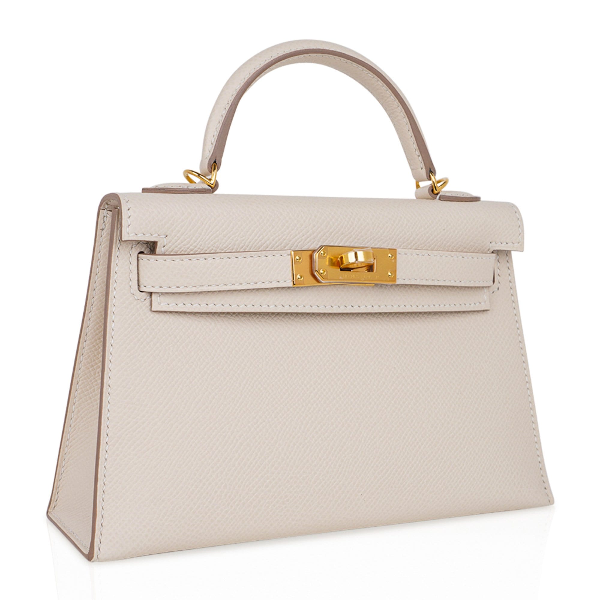 Kelly 20 Mini Sellier Bag Craie Epsom Leather with Gold Hardware