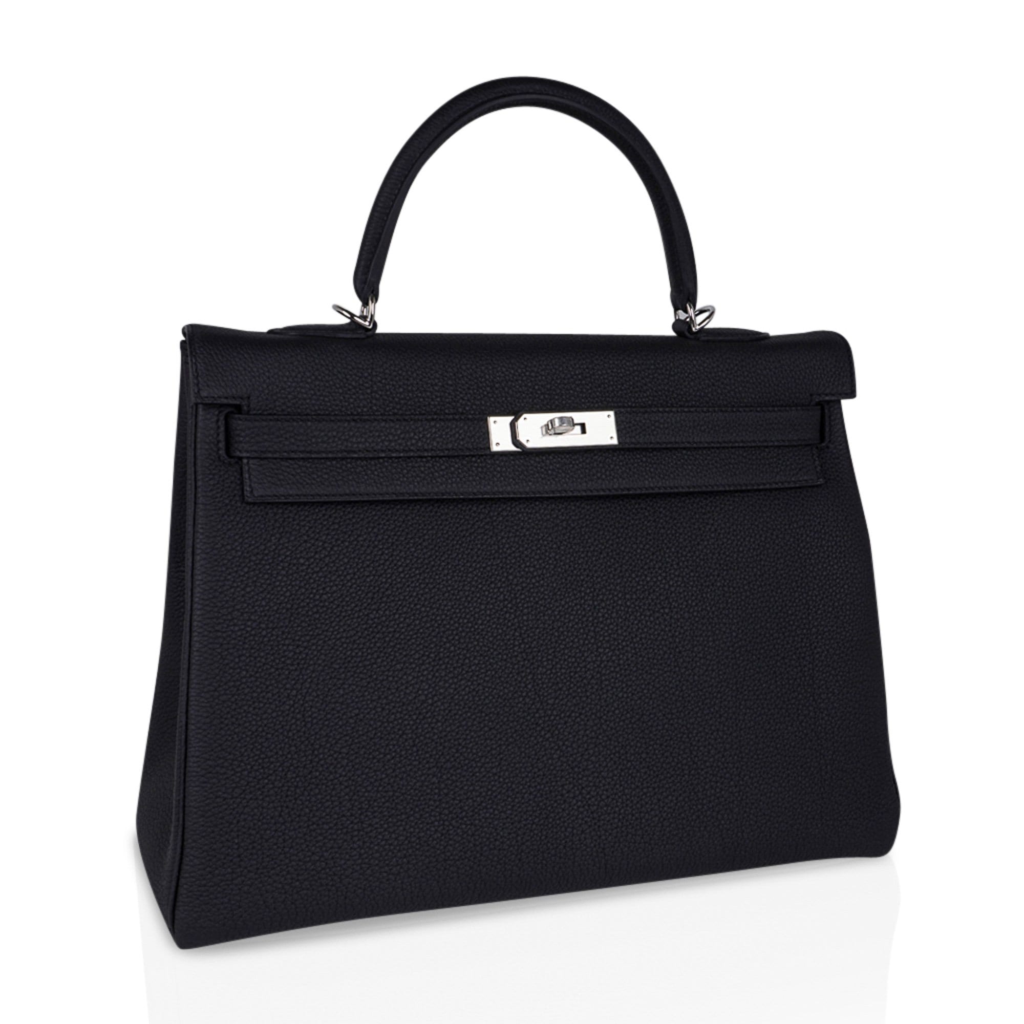 Kelly 35 Bag Black Retourne Togo Palladium Hardware New
