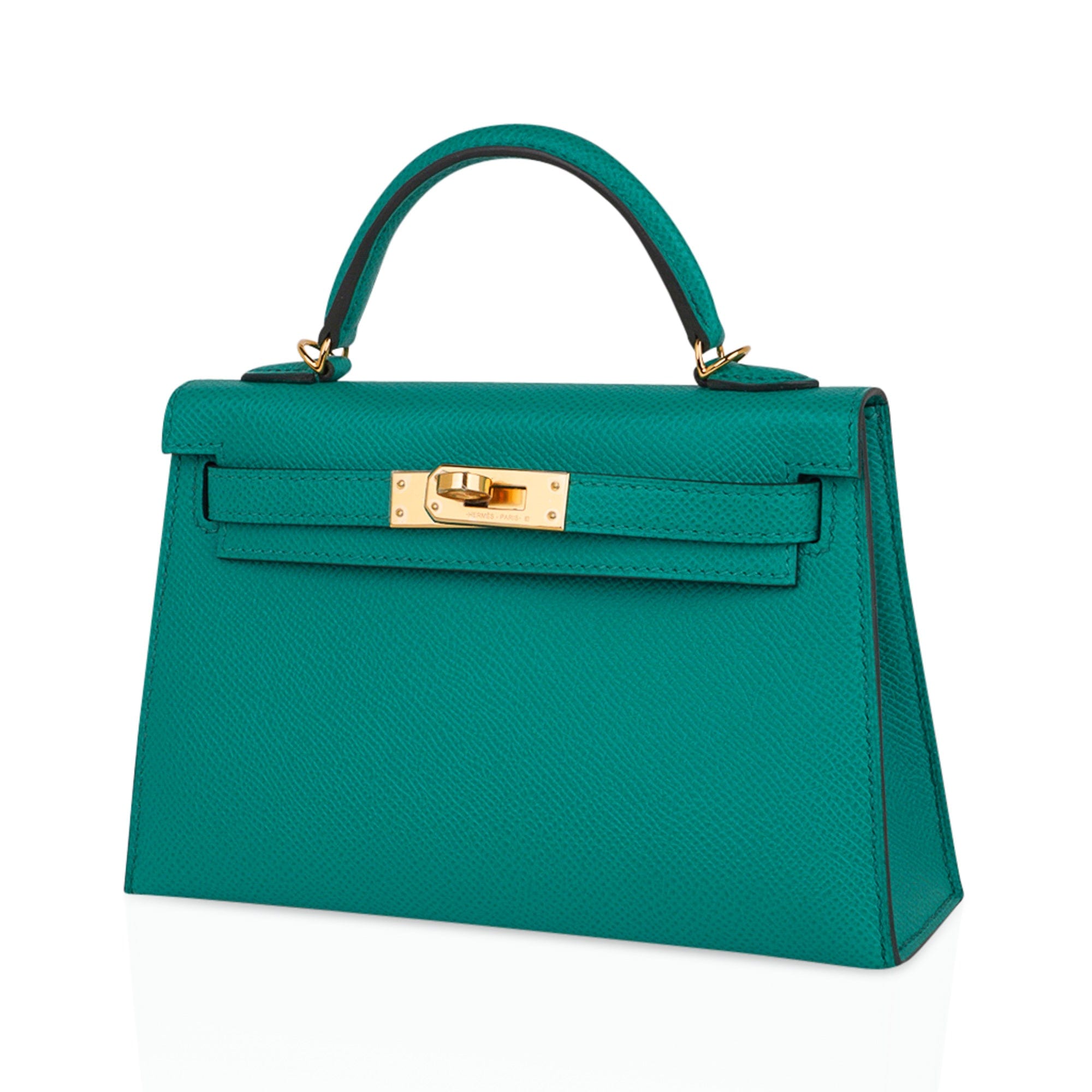 Kelly 20 Mini Sellier Bag Jade Epsom Leather Gold Hardware New w/Box