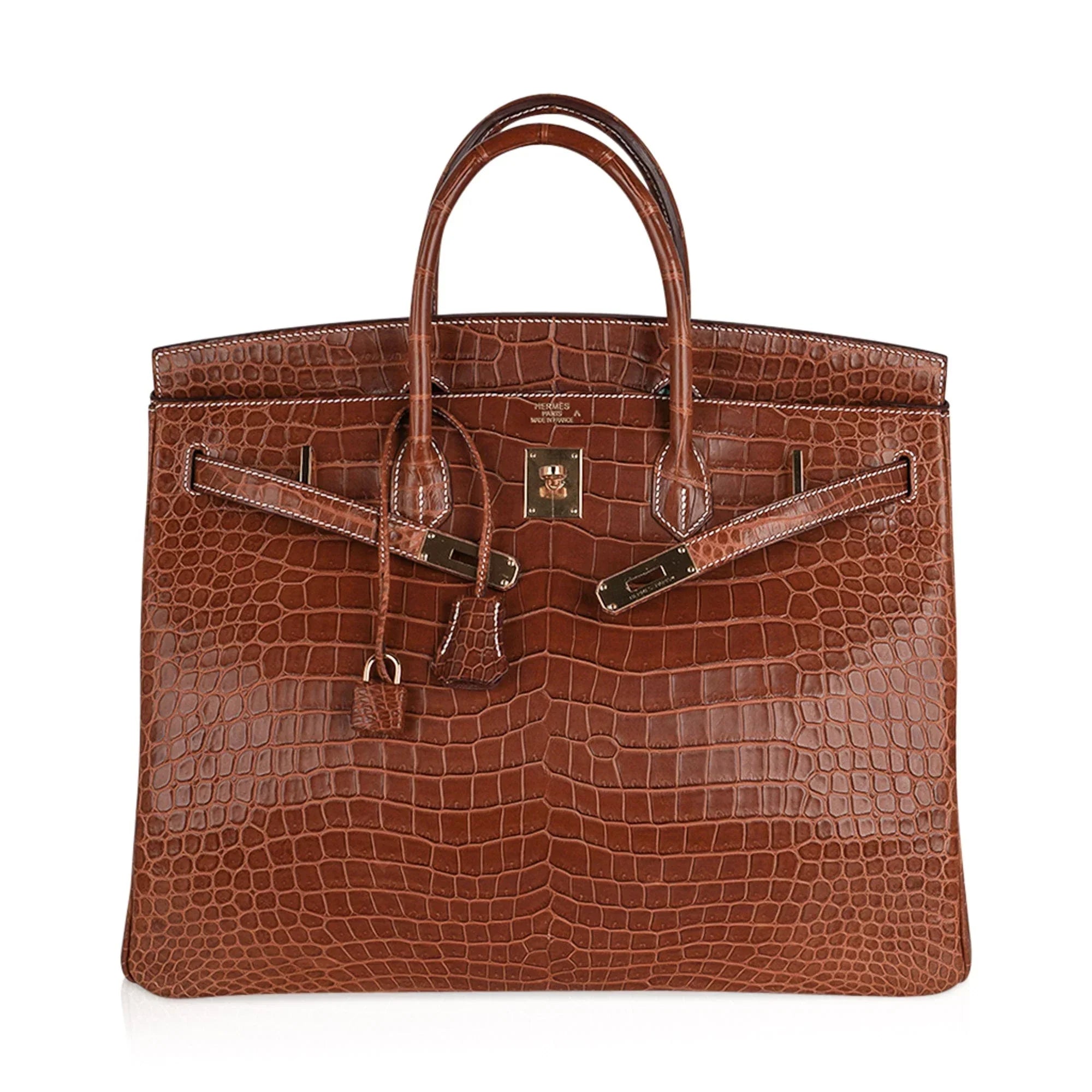Birkin 40 Bag Rare Fauve Matte Porosus Crocodile Gold Hardware