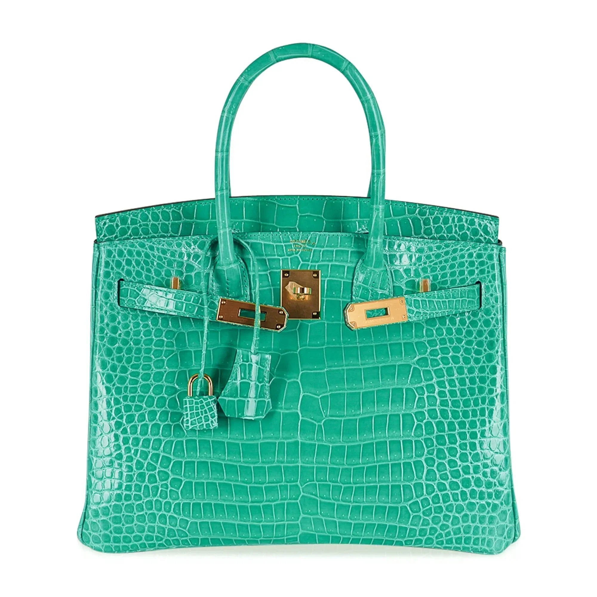 Birkin 30 Bag Jade Porosus Crocodile Gold Hardware