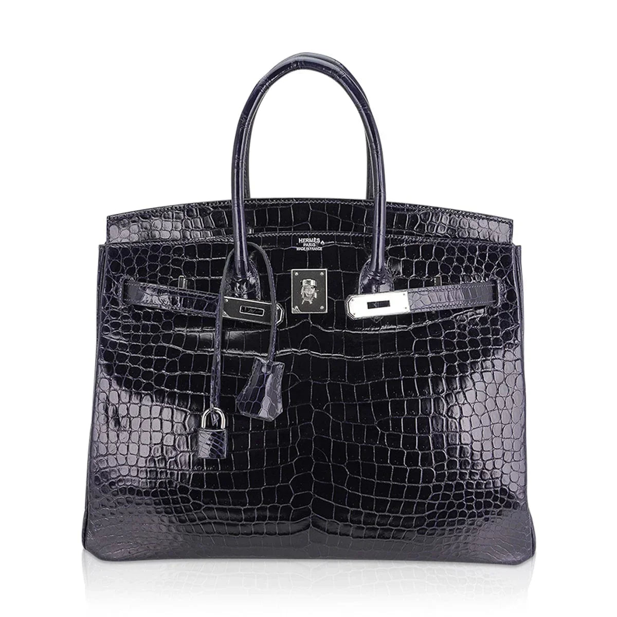 Birkin 35 Bag Blue Marine Porosus Crocodile with Palladium Hardware