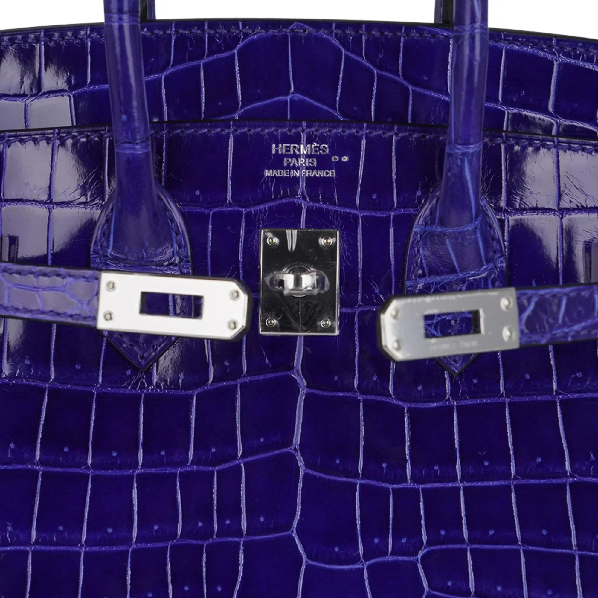 Birkin 25 Bag Blue Electric Crocodile Vivid Jewel Palladium Hardware