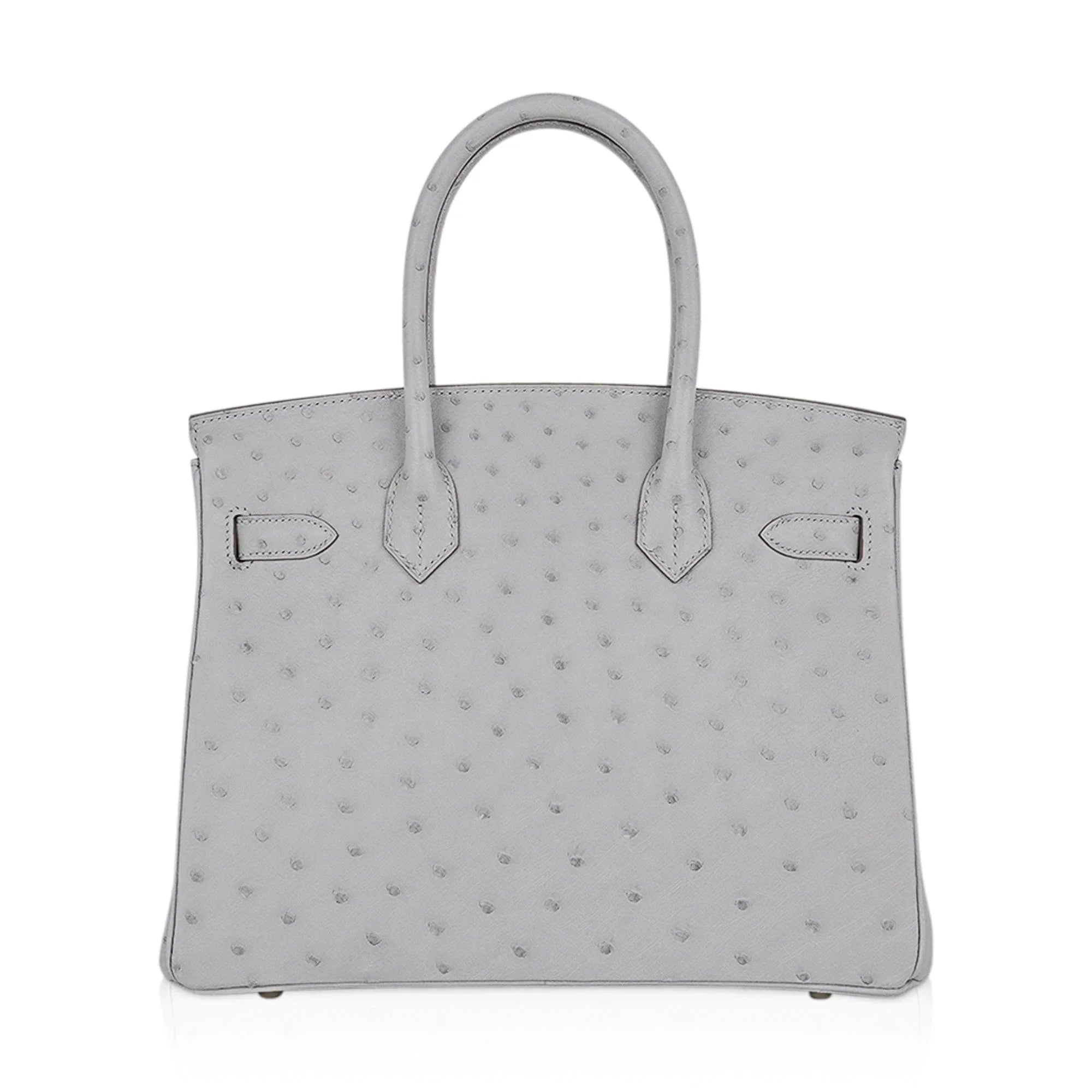 Birkin 30 Bag Gris Perle Ostrich with Gold Hardware
