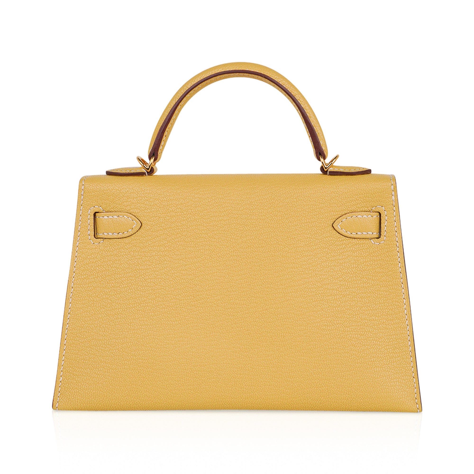 Mini Kelly 20 Sellier Jaune Foin Bag Chevre Gold