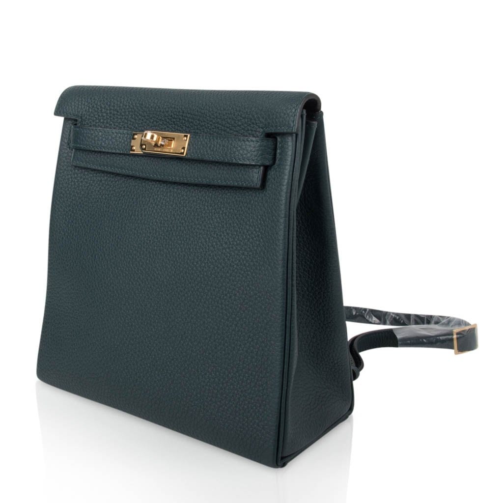 Kelly Ado II Backpack Vert Cypress Gold Hardware New