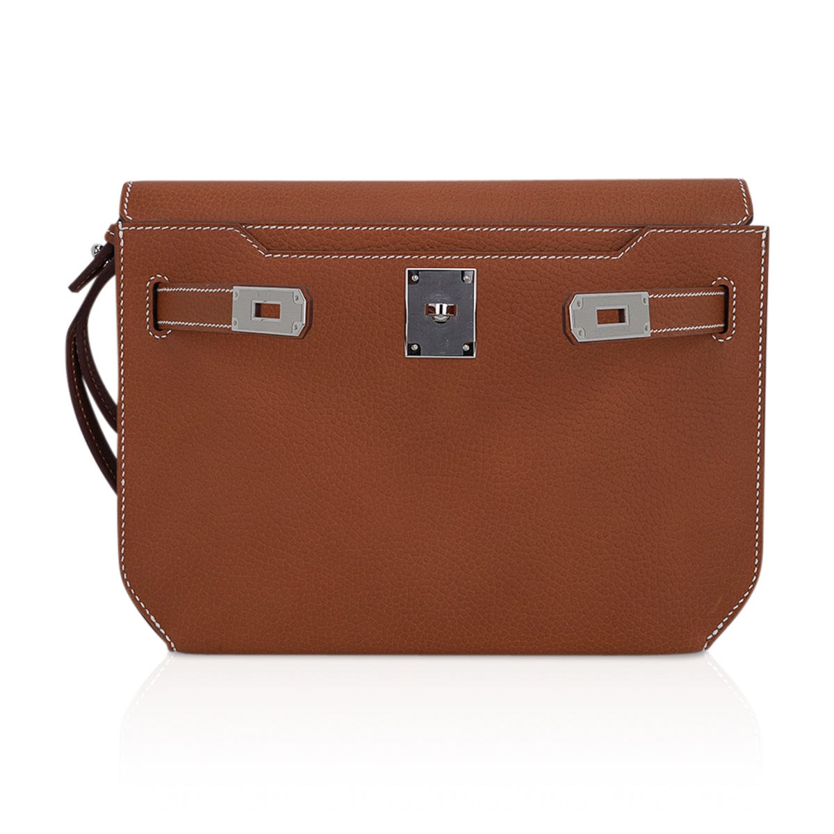 Kelly Depeches 25 Pouch Fauve Galop D’Vache Palladium Hardware