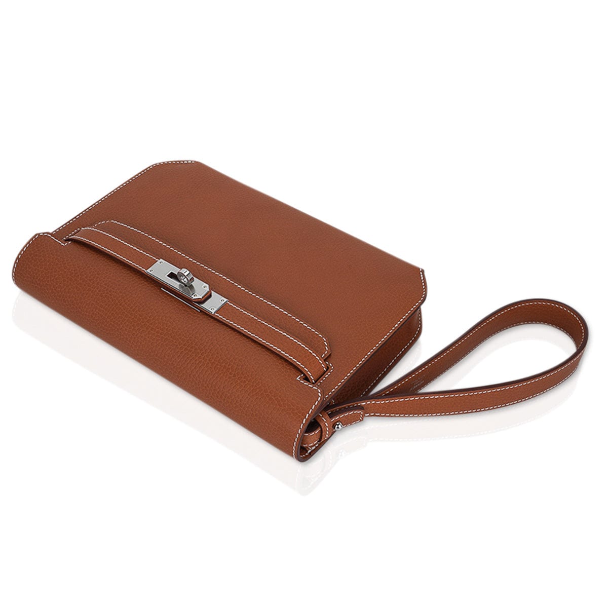 Kelly Depeches 25 Pouch Fauve Galop D’Vache Palladium Hardware