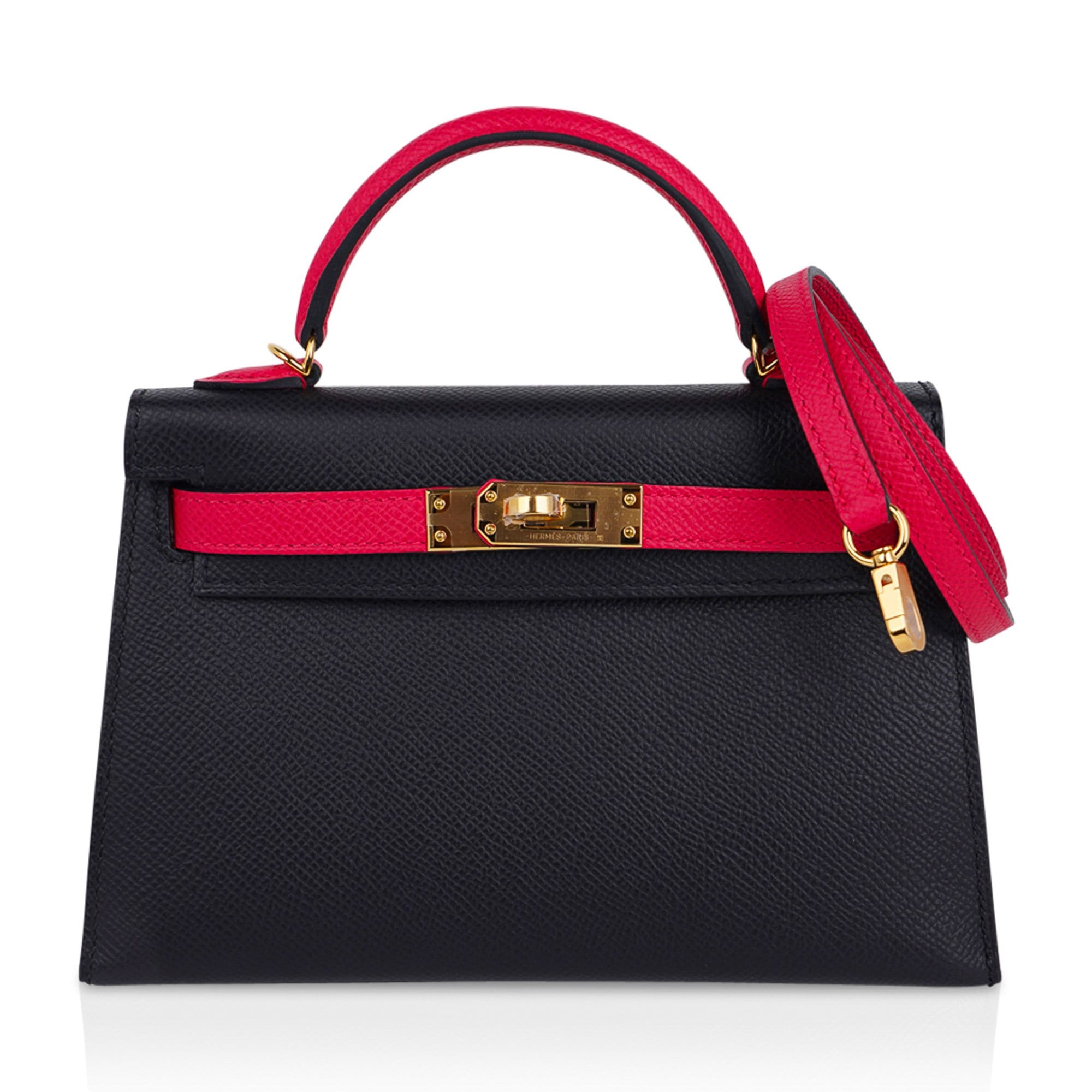 Kelly 20 Sellier Mini HSS Bag Black / Rose Extreme Epsom Gold Hardware