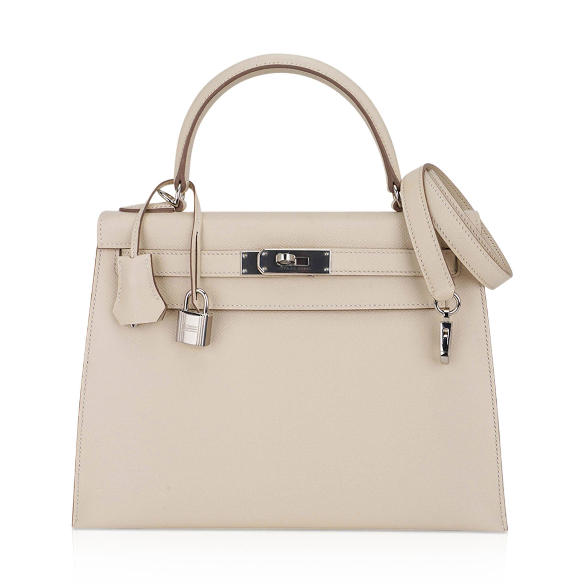 Kelly 28 Bag Sellier Craie Epsom Leather with Palladium Hardware