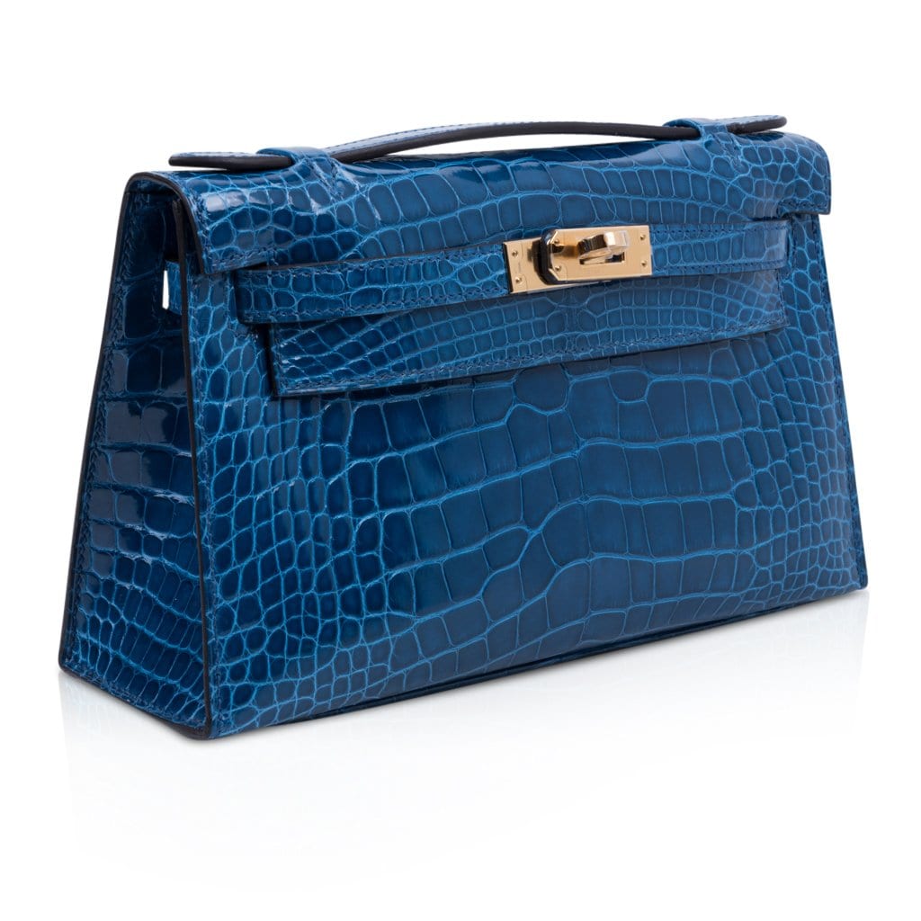 Kelly Pochette Mykonos Alligator Gold Hardware