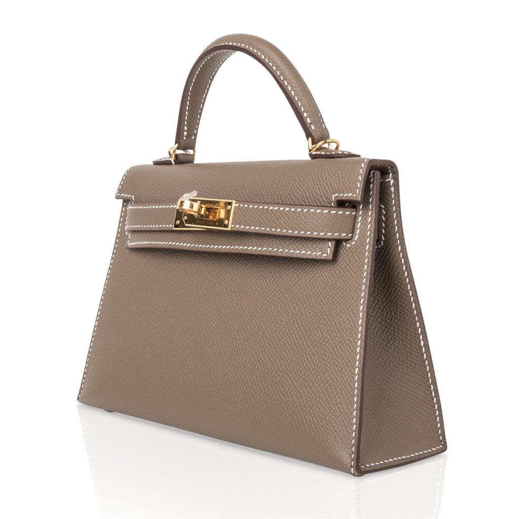 Kelly 20 Mini Sellier Bag Etoupe Limited Edition Epsom Gold Hardware